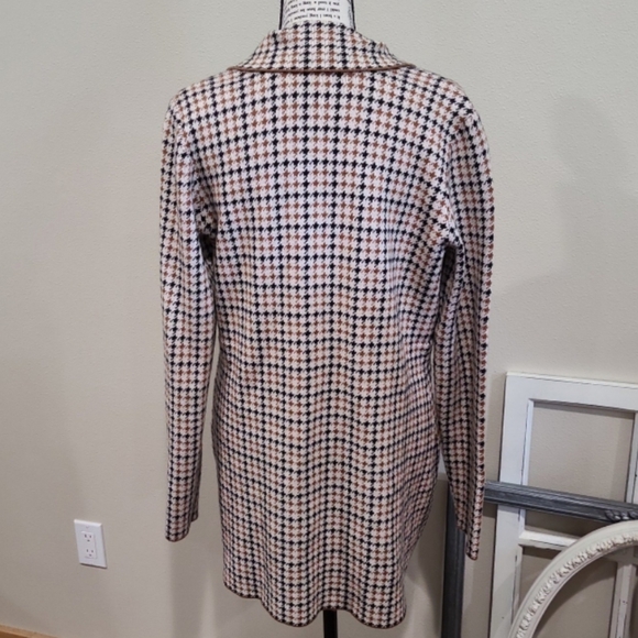 Marled Reunited Clothing Sweater Cardigan Blazer Womens SZ Sm. Navy Houndtooth - Picture 6 of 11